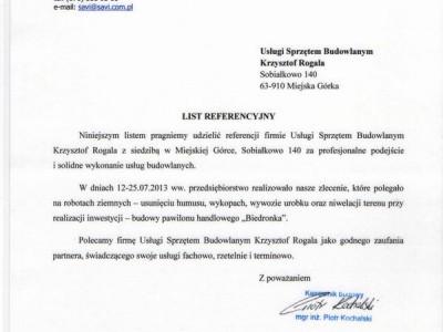 maszyny budowlane Krzysztof Rogala referencje REFERENCJe